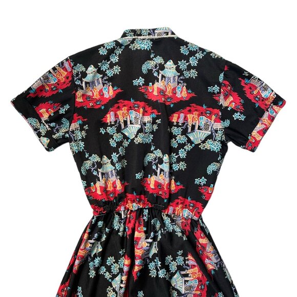 70s vintage novelty print dress short sleeve t-shirt art people pattern. - Picture 6 of 14